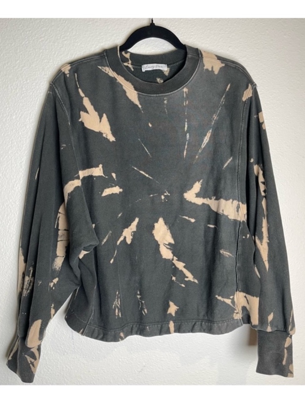 EMORY PARK Oversized Pullover Sweatshirt Size Medium Faded Black Tan Tie Dye